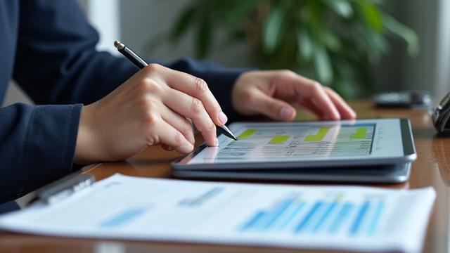 Persona che pianifica il budget su un tablet