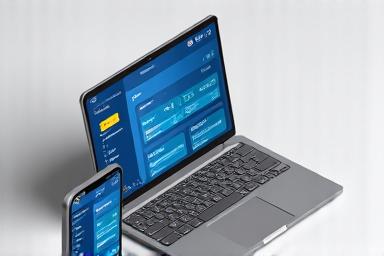 Interfaccia di un'app di gestione finanziaria su smartphone e laptop